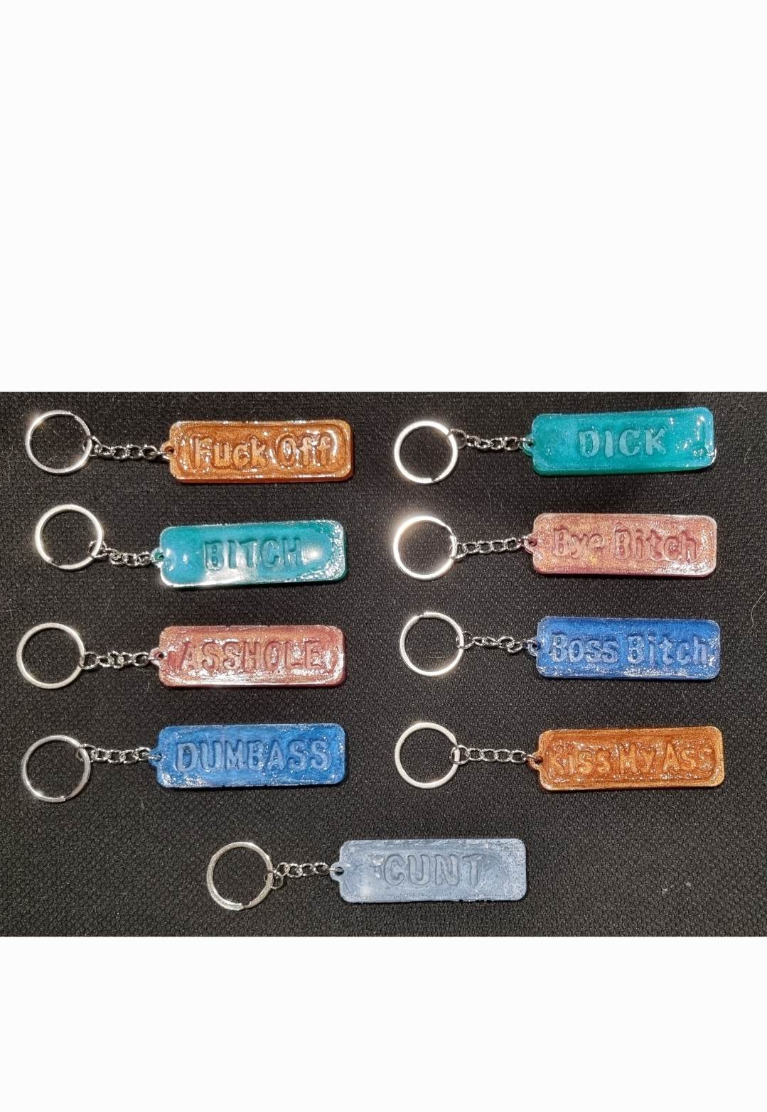 Rude Swearing funny words keyrings