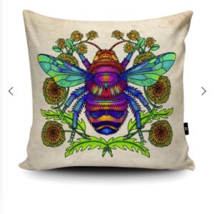 Cushion Vegan Suede Rainbow Bee