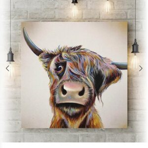 Canvas Bad Hair Cow