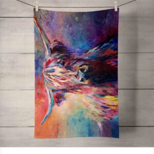 Tea Towel painting style Highland Cow