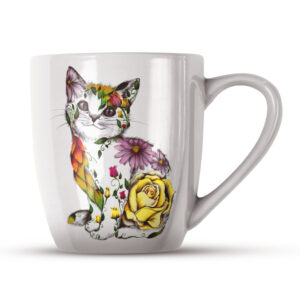 Bone China Mug Flower Cat