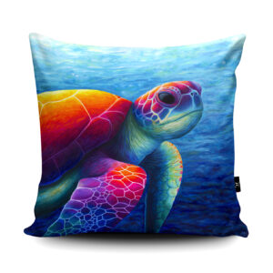 Cushion Vegan Suede Rainbow Turtle
