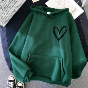 Heart Print Hoodie.